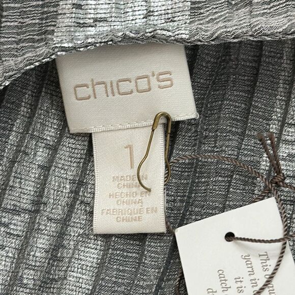 Chico's Jacket Size 1 (8) Silver Sparkle Open Front NWT - Picture 9 of 13